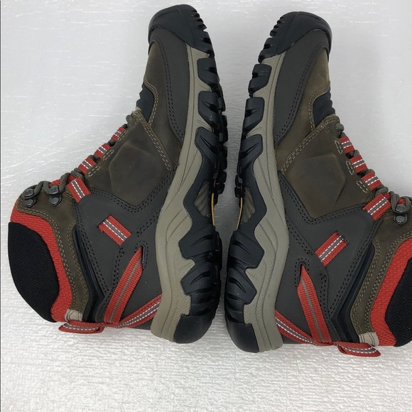 NEW Keen Boots Ridge Flex Mid Hiking Waterproof Dark Olive/Red Mens Size 7.5 main image 10